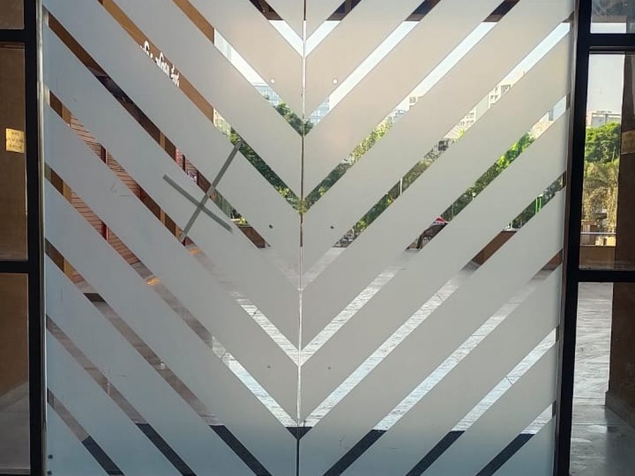 Designer chevron film on an entrance door — Royal Decor, Vesu, Surat